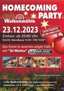 Fyler zur Homecoming Party am 23.12.2023 im Cafe Walkenmühle